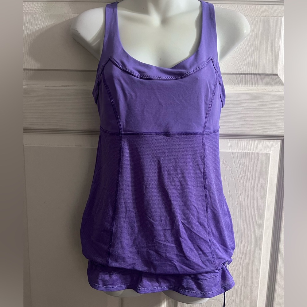 Lululemon Run Ta Ta Topper Tank Top Cinch Waist Yoga Athleisure Purple - size 8